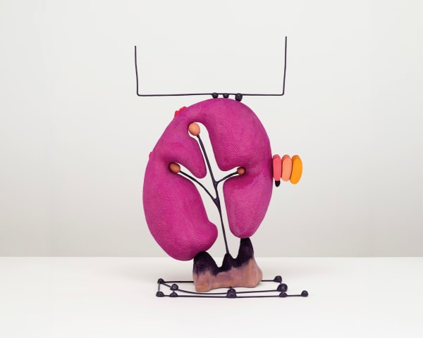 Matthew Ronay Dispersal Range, 2024 Basswood, dye, acrylic paint, plastic, steel 65.1 x 43.5 x 25.4 cm (25.63 x 17.13 x 10 in) $ 39,900.00 (inc. VAT)