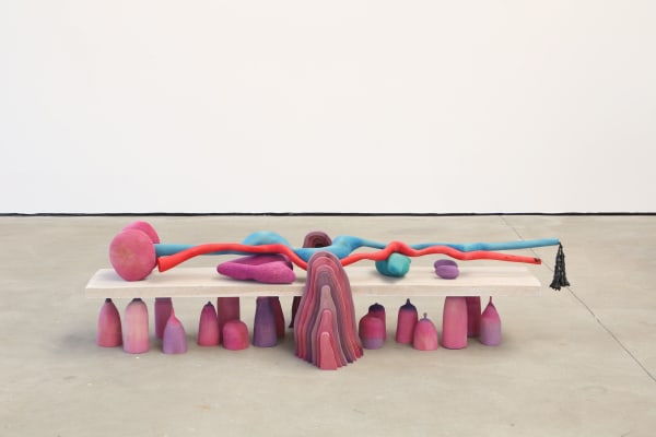 Matthew Ronay Wavering Body, 2013 Basswood, oak, ash, cotton, steel, plastic, dye, shellac-based primer
