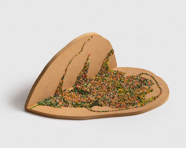 Charlotte Brüel Haiku Object Untitled, 2012-2015 Glass pearls, thread, mdf plate