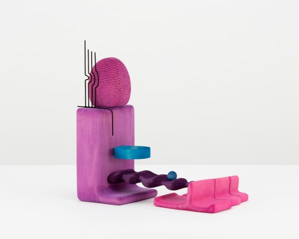 Matthew Ronay A Circular Muscle, 2019 Basswood, dye, gouache, flocking, steel