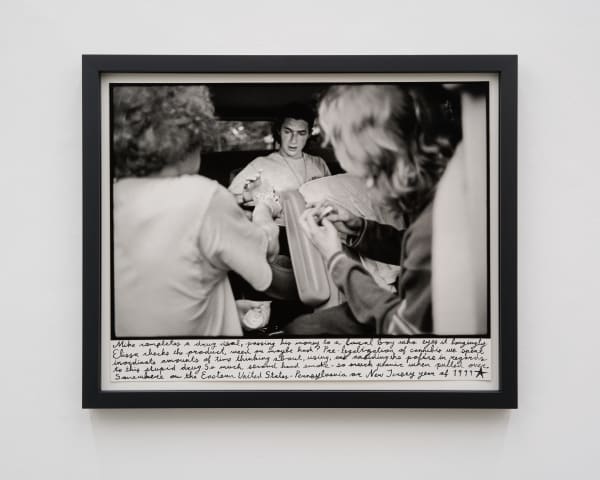 Ed Templeton Mike and Elissa score weed, New Jersey, 1999 Gelatin Silver Print and Acrylic ink