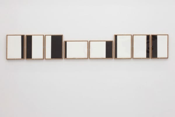 Darío Escobar Composition No. 47, 2014 Motor oil on paper in artists frames (eight parts)