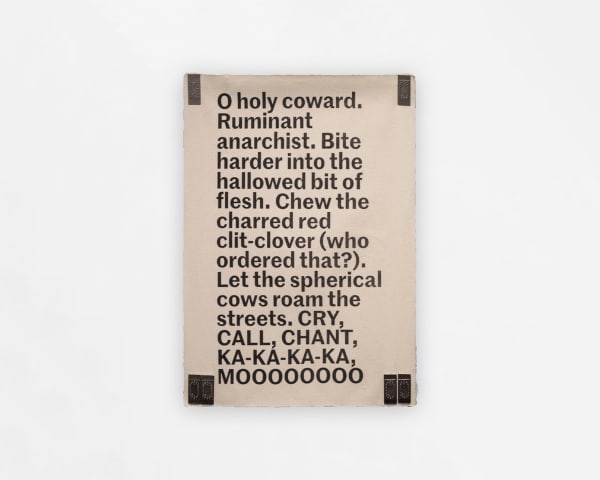 Lea Porsager MOOOOOOOO, 2024 Text, fabric, silicone, iron