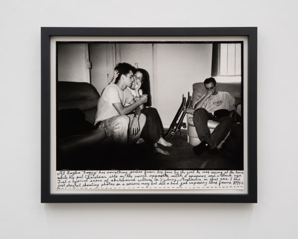 Ed Templeton Al Boglio with his girlfriend and Christian on couch, Sydney, Australia, 1994 Gelatin Silver Print and Acrylic ink