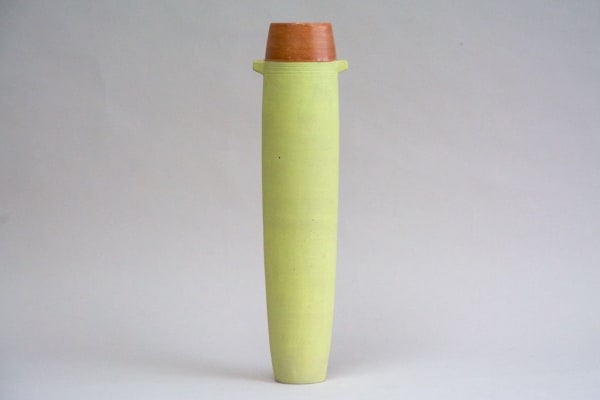 Wayne Ngan, Yellow Vase with Orange Rim and Lugs, 2007
