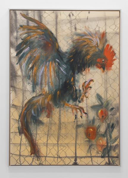Andrej Dubravsky, Rooster, apples and the fence, 2016