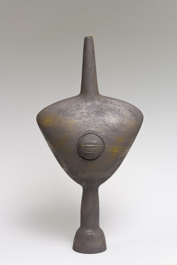 Wayne Ngan, Abstract Figure Bottle with Convex Circle and Lines, 2015