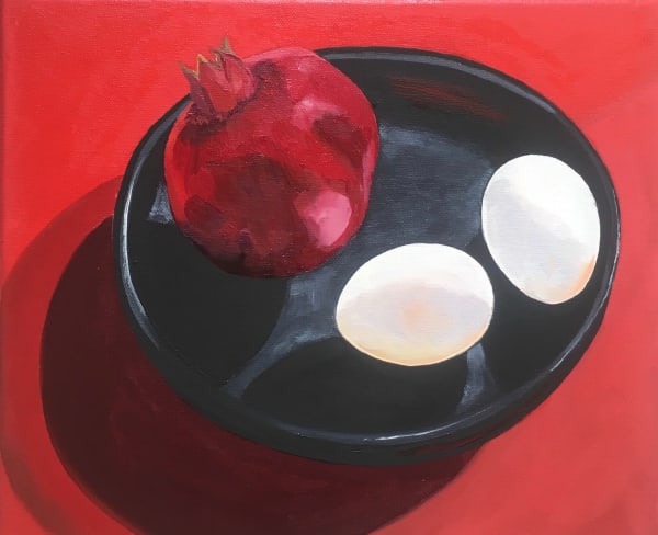 Flan Flanagan, Red, Black & White On Red - Pomegranate & Duck Eggs, 2019