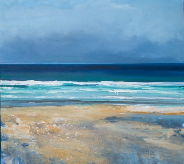 Abstract Seascape Beach Sea Sky Blue Calm Oil Painting