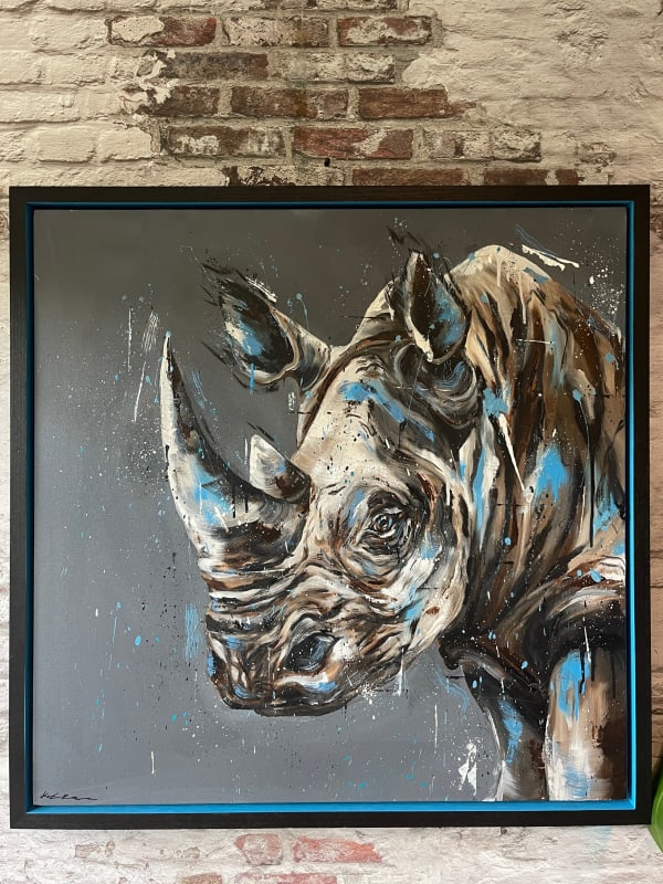 Rhinoceros on grey background