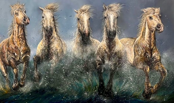 Horses thundering towards you artwork