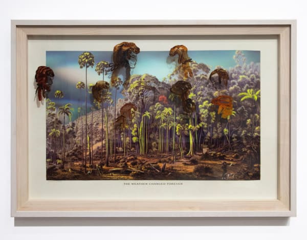 Joan Ross The ghosts of 1815, 2023 oil paint on perspex with hand-coloured pigment print backing 76.5 x 109 cm