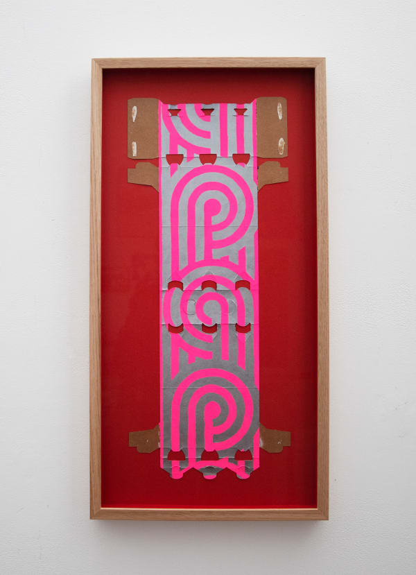 Claire Healy & Sean Cordeiro The Pink Turnabout, 2022 acrylic gouache on booze box 79.5 x 41.5 cm