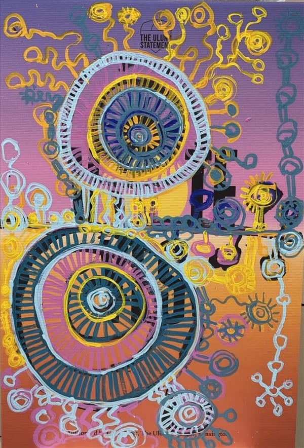 Sally Scales 281-24AS, 2024 acrylic on corflute 'Vote YES' 2023 Referendum sign 90 x 60 cm