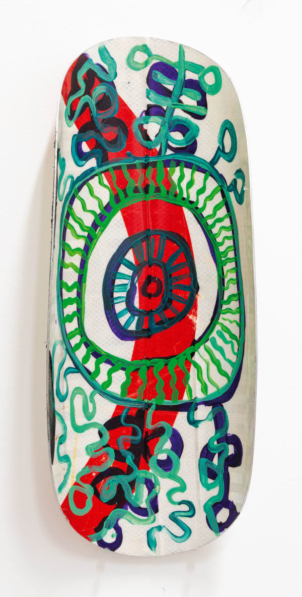 Sally Scales 25 (III), 2025 acrylic paint on road sign 51 x 19 cm