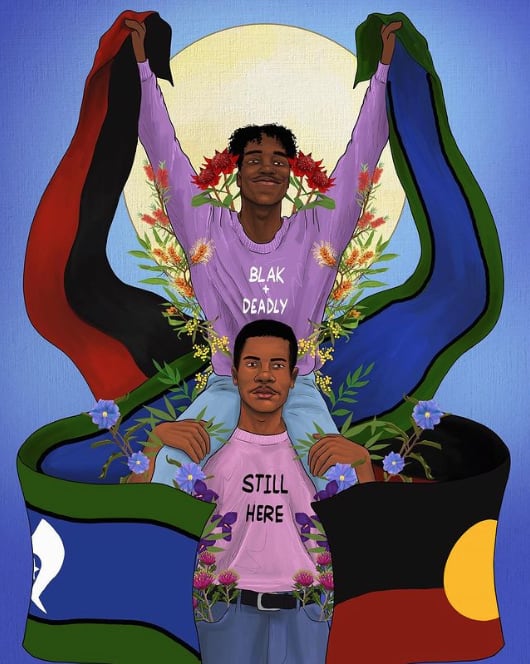 Dylan Mooney Blak + Deadly digital illustration on paper Large: 118.9 x 84.1 cm | ed. of 5 + 2 AP Medium: 84.1 x 59.4 cm | ed. of 10 + 2 AP