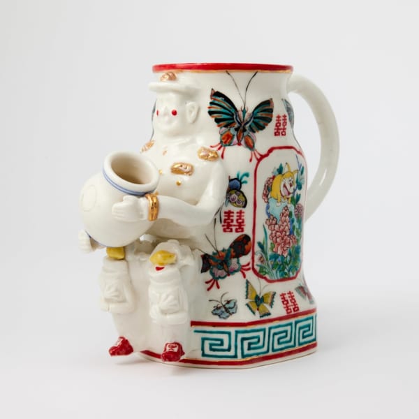 Casey Chen Loving Cup, 2022 glazed porcelain, ceramic colourants, enamels and gold lustre; fired four times 19 x 10 x 25 cm