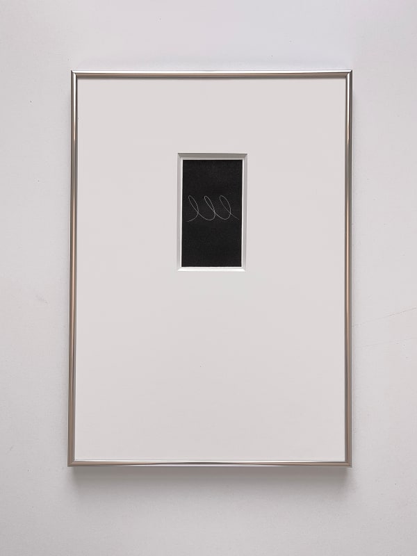 Tom Blake index, loop, 2025 etching, aluminium frame, museum glass 11.5 x 6.5 cm (etching), 42.5 x 30.5 cm (frame)