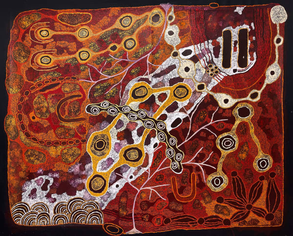 Umatji Tjapalyi Ngayuku Ngunytjunku Tjukurpa (My Mother’s story), 2025 synthetic polymer paint on linen 122 x 152 cm