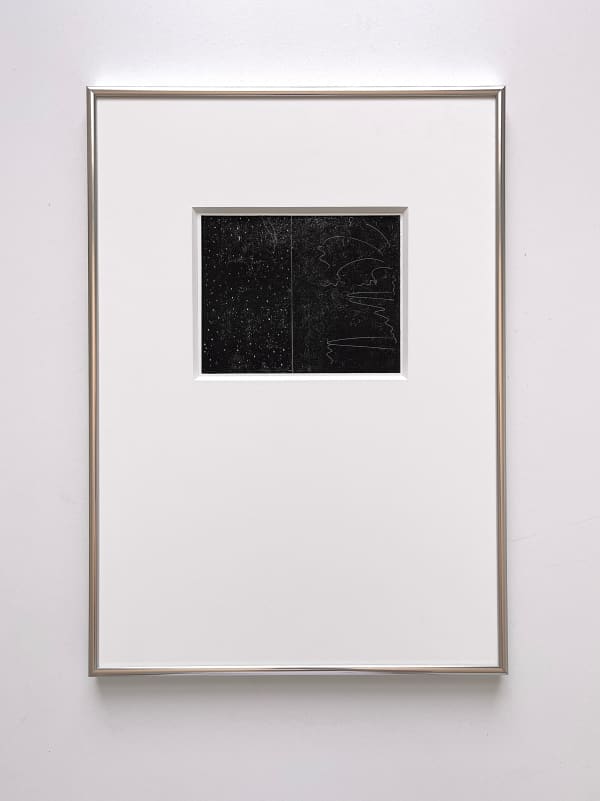 Tom Blake fountain, constellations, 2025 etching, aluminium frame, museum glass 11.5 x 14.5 cm (etching), 42.5 x 30 cm (frame)