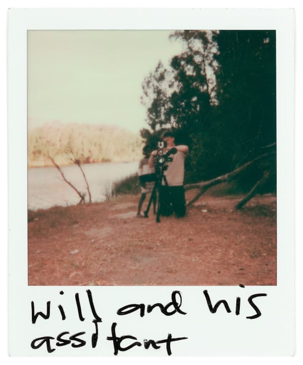 Miriam Charlie Will and his assistant, 2022 polaroid reproduction print on archival cotton rag 106 x 88.3 cm