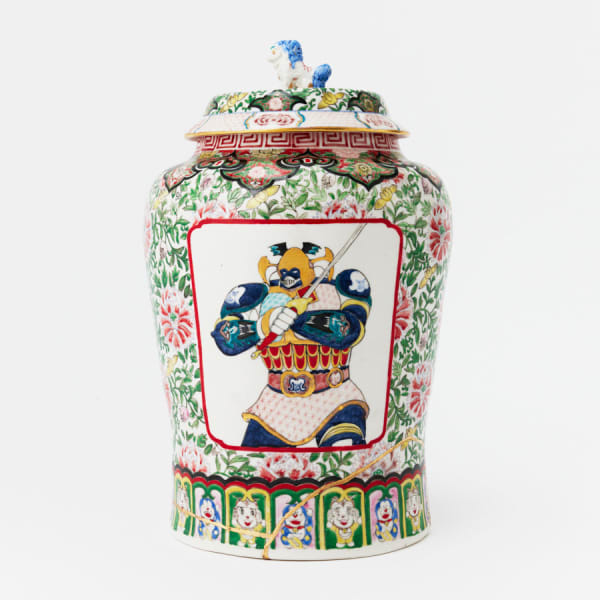 Casey Chen Big Robot 3, 2022 glazed porcelain, ceramic colourants, enamels and gold lustre; fired four times 38 x 23 x 23 cm