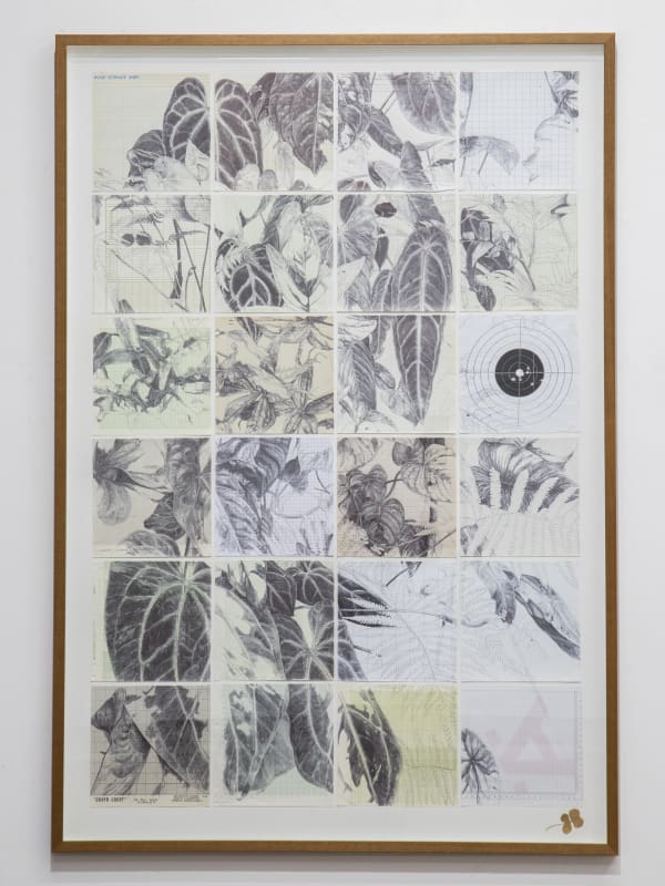Neva Hosking The Last Garden on Loftus Crescent I, 2021-22 ink on vintage graph paper, signed with four-leaf clover 129 x 84 cm / 144 x 99 cm (framed)