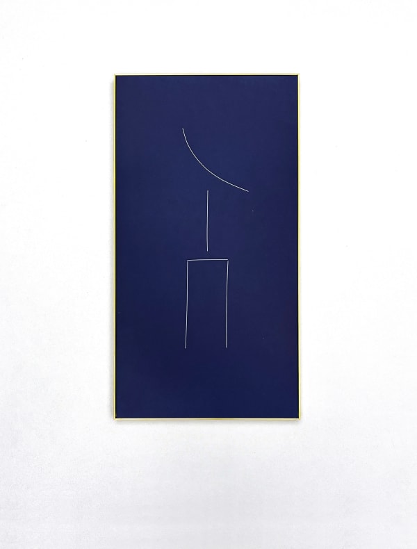 Tom Blake index, moon (II), 2025 cyanotype, artist-made brass frame 41 x 21 cm