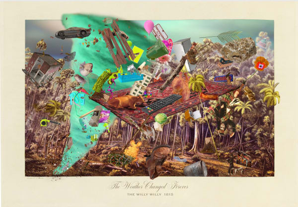 Joan Ross The willy willy, 2023 hand-coloured pigment print on rag paper 70 x 100 cm / 78 x 108 cm (framed)