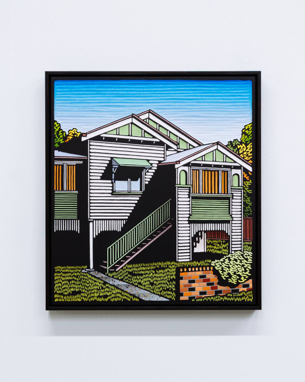 Christopher Zanko Gateways, 2025 acrylic on wood relief carving 50 x 45 cm