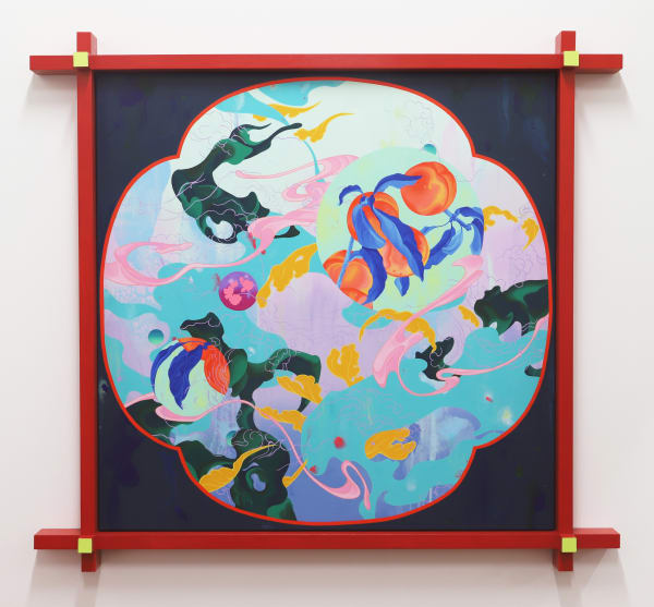 Louise Zhang Upon Seeing, 2024 acrylic on canvas & timber and wax oil frame 120 x 130 cm