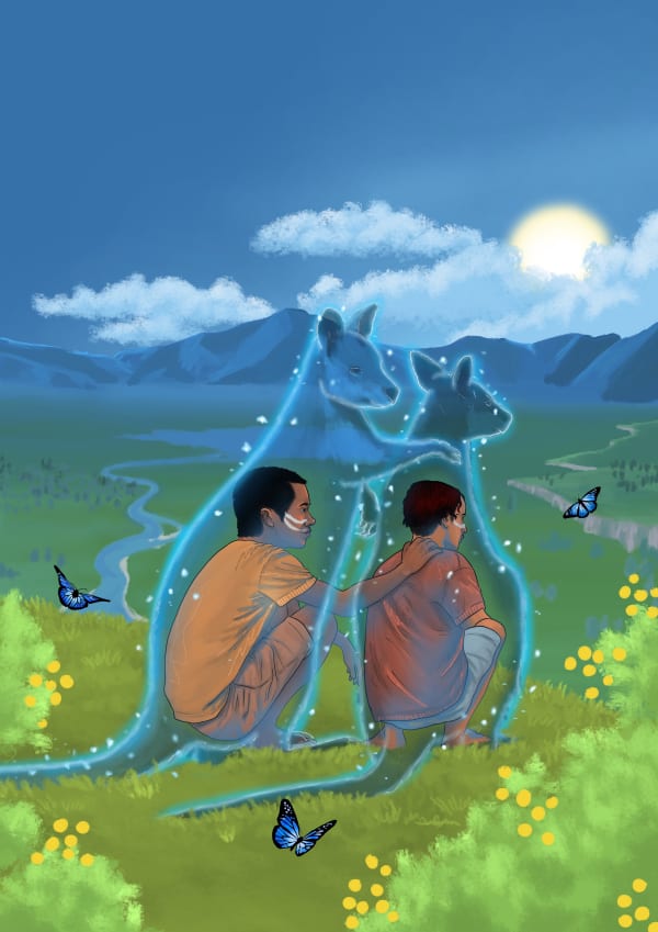 Dylan Mooney Woora Spirits, 2025 digital illustration on paper Large: 118.9 x 84.1 cm | ed. of 5 + 2 AP Medium: 84.1 x 59.4 cm | ed. of 10 + 2 AP