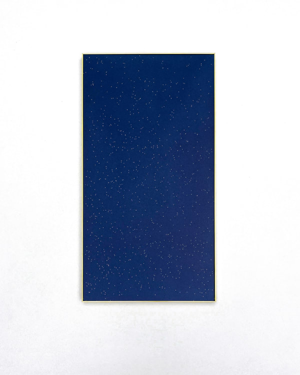 Tom Blake constellations (leaves in a stream), 2025 cyanotype, artist-made brass frame 41 x 21 cm