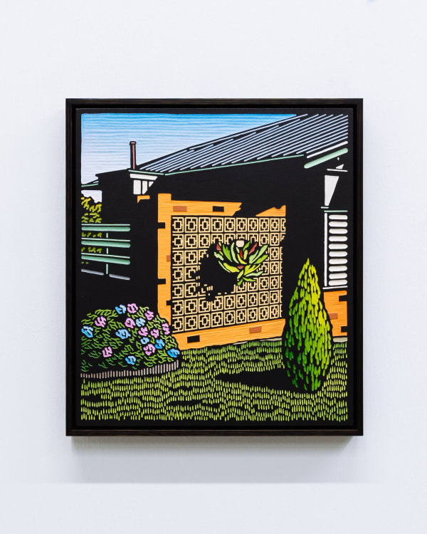 Christopher Zanko Staghorn Blocks, 2025 acrylic on wood relief carving 40 x 35 cm