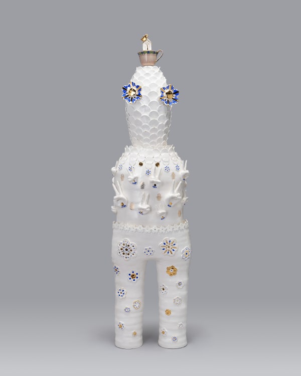 Vipoo Srivilasa Cornflower Dreams Inspired by Lene’s Story, 2024 ceramic & mixed media 167 x 43 x 35 cm