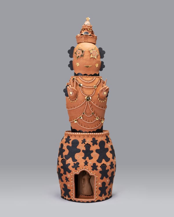 Vipoo Srivilasa Goddess of Independence Inspired by Sultana’s Story, 2024 ceramic & mixed media 157 x 50 x 32 cm