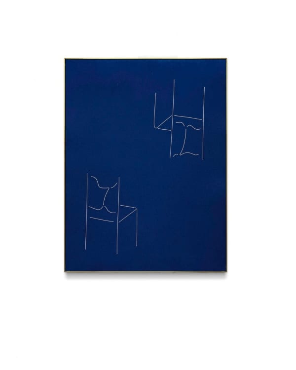 Tom Blake index of a stream (pause), 2025 cyanotype, artist-made brass frame 41 x 31 cm