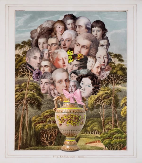 Joan Ross The Takeover - 1803, 2025 hand-painted digital print on cotton rag paper 60 x 52.5 cm (image)