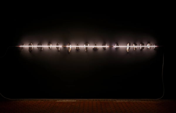 Aidan Hartshorn Bangadirra, 2025 neon, Wee Jasper blue stone dimensions variable