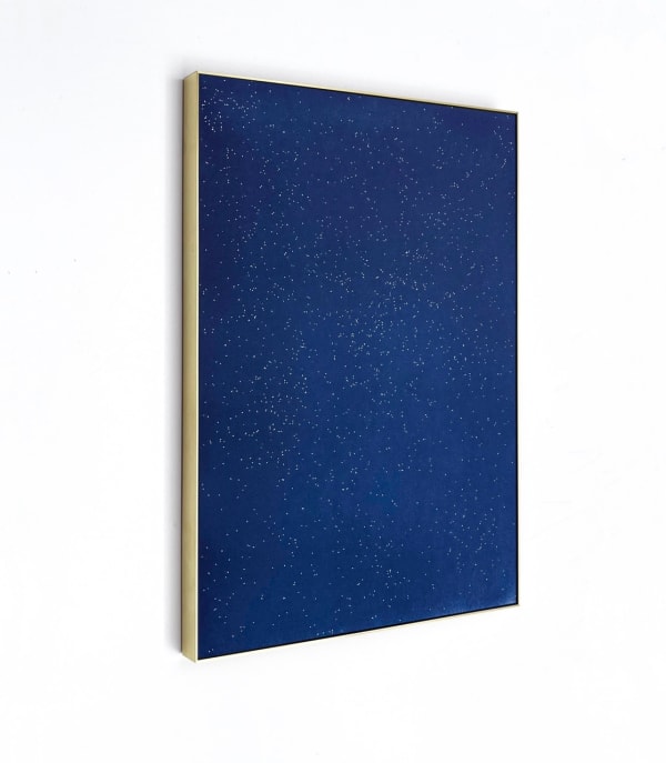 Tom Blake constellations (index of a stream), 2025 cyanotype, artist-made brass frame 41 x 31 cm