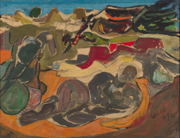 Gerald Wilde, Rocky Landscape 'Landscape with Bird and Old Man - Woman and Bird', 1949