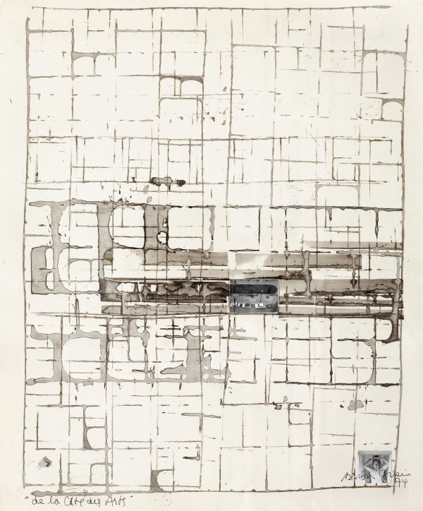 Brion Gysin, De la Cité des Arts, l'île Saint Louis vue de ma fenêtre avec autoportrait, 1974