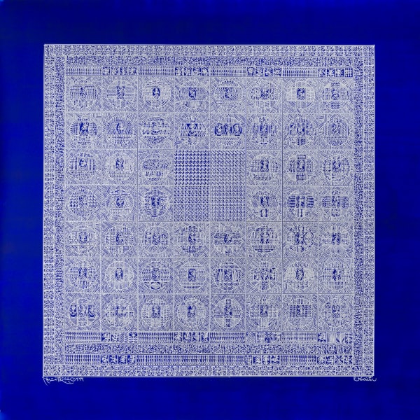 Rachid Koraïchi, Les ailes bleues des Anges (13) (The Blue of Angels' Wings), 2022