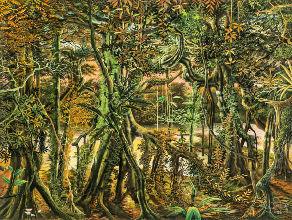 Pablo Amaringo, Los Renacos en la Cocha – By the Lake, 1998