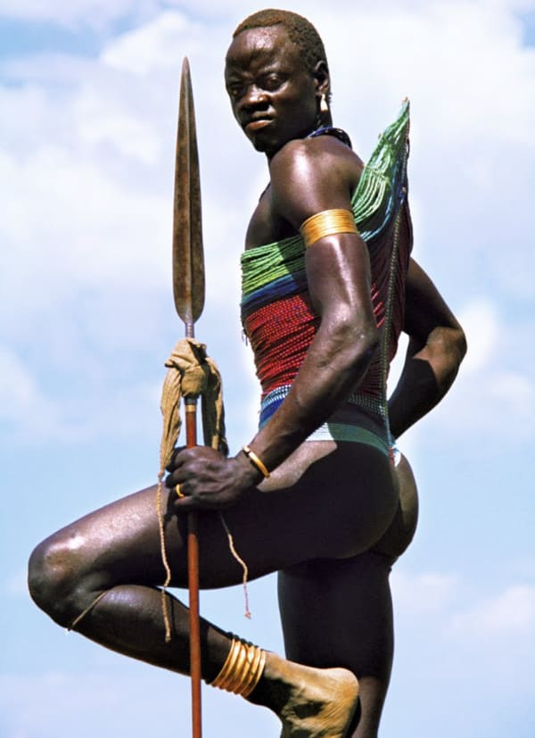 Carol Beckwith & Angela Fisher, Dinka Warrior with Spear, 1975