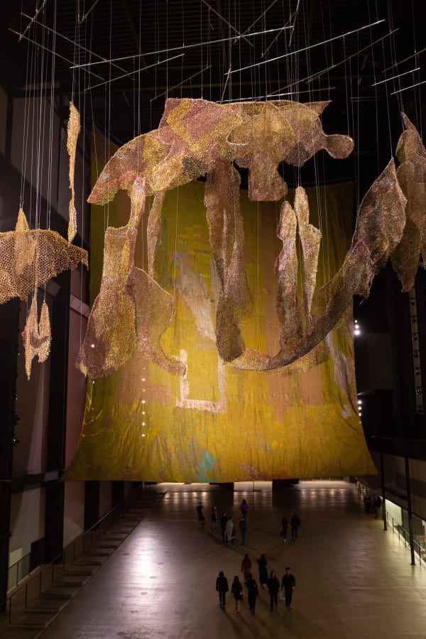 El Anatsui, Behind the Red Moon, 2023