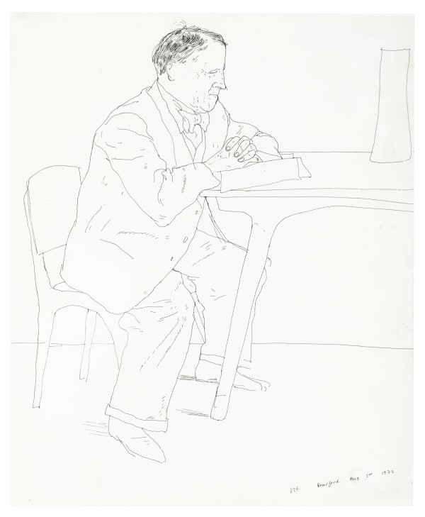 Artist's Father Reading at Table, 1972 ink on paper 16 7/8 x 13 3/4 inches 43 x 35 cm
