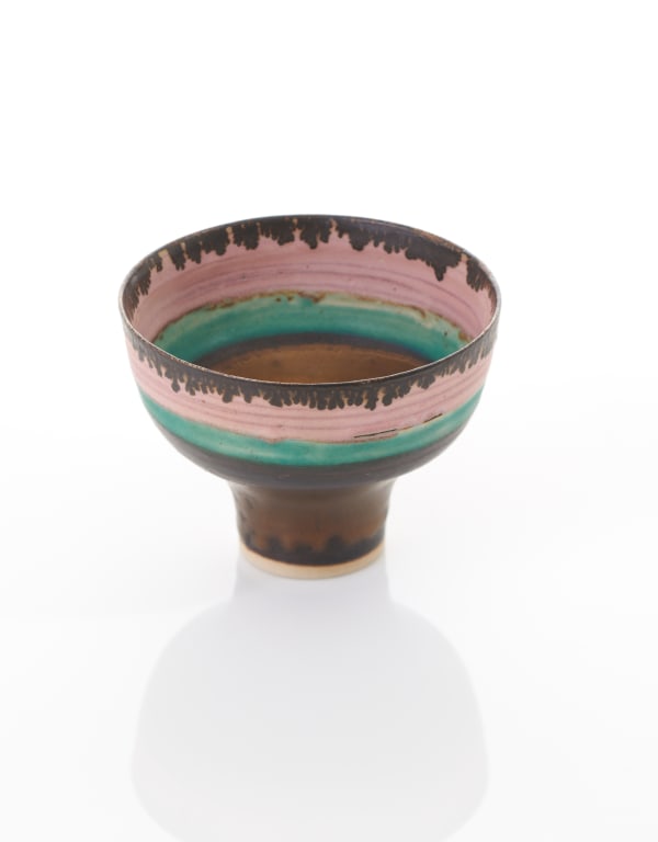 Lucie Rie, Bowl with Pink Inlay and Turquoise Band, 1981