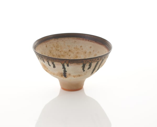 Lucie Rie, Bowl with Off-White and Pitted Glaze with Bronzed Rim, circa 1982