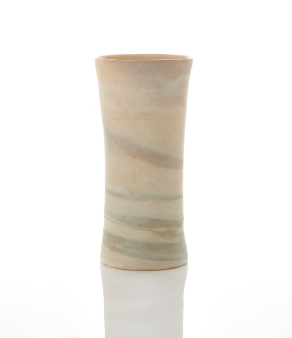 Lucie Rie, Cylindrical Waisted Vase with Integral Spiral, circa 1980